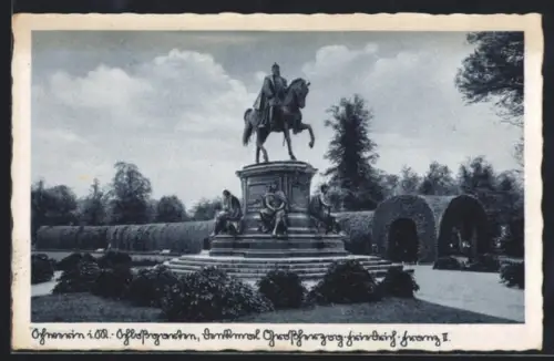 AK Schwerin i. M., Reiterdenkmal Friedrich Franz II.