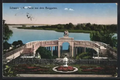 AK Schwerin i. M., Partie aus dem Burggarten