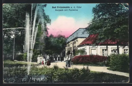 AK Bad Freienwalde a. d. Oder, Kurpark mit Fontaine