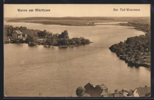 AK Waren am Müritzsee, Am Tief-Warensee, Seepanorama