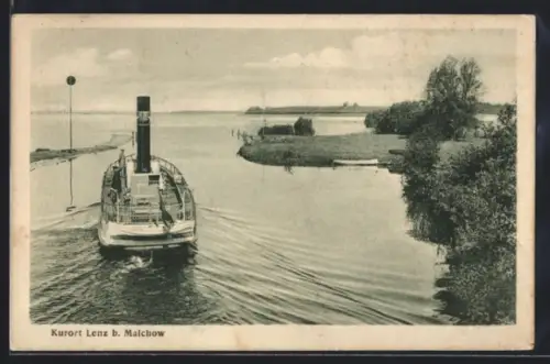 AK Lenz b. Malchow, Dampfer auf dem Plauer See
