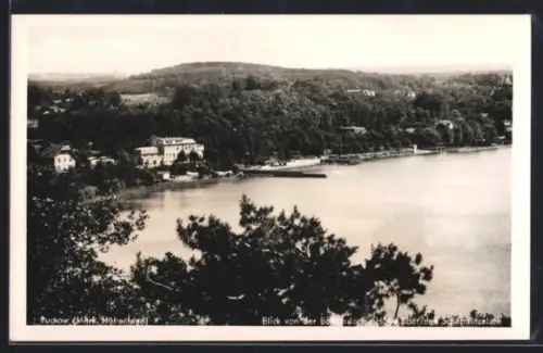AK Buckow /Märk. Höhenland, Blick von der Böllersdorfer Höhe auf den Schermützelsee