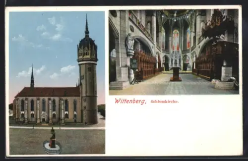 AK Wittenberg, Schlosskirche aussen und innen
