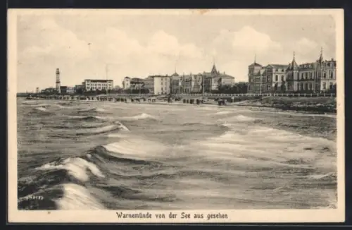 AK Warnemünde, Von der See aus gesehen