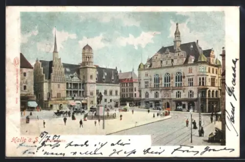 Lithographie Halle a. S., Partie am Marktplatz