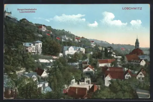 AK Dresden-Loschwitz, Bergschwebebahn, Loschwitzhöhe, Kirche