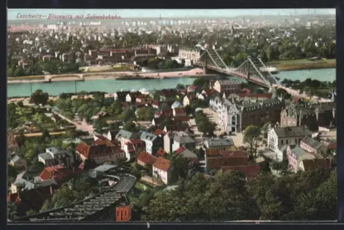 AK Dresden-Blasewitz, Ortsansicht mit Schwebebahn