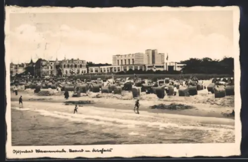 AK Warnemünde, Strand mit Strandkörben
