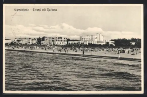 AK Warnemünde, Strand mit Kurhaus