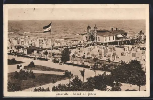 AK Zinnowitz, Strand mit Brücke