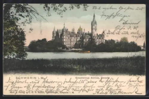 AK Schwerin i. M., Grossherzogl. Schloss, Seeseite
