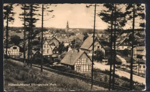 AK Elbingerode /Harz, Ortsansicht mit Fachwerkhäusern und Kirche