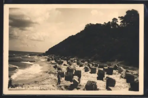 AK Koserow, Strand mit Strandkörben