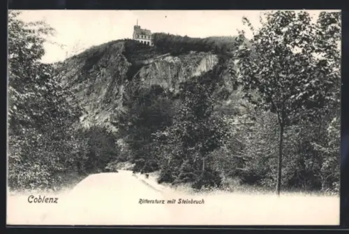 AK Coblenz, Rittersturz mit Steinbruch