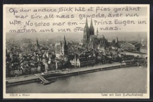 AK Köln a. Rhein, Total mit Dom Luftaufnahme