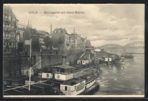 AK Köln, Rheinpartie mit neuer Brücke