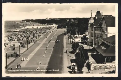 AK Kühlungsborn, Promenade u. Strand aus der Vogelschau