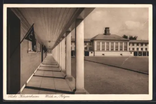 AK Wiek a. Rügen, Sächs. Kinderheim, Umgang, Wirtschaftsgebäude