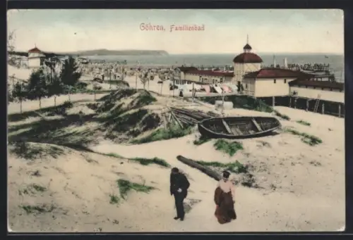 AK Göhren, Familienbad, Strand, Badehäuser, Ostsee