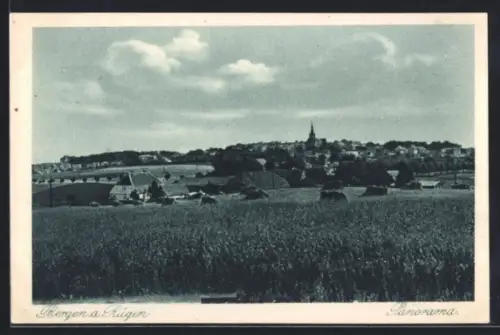 AK Bergen a. Rügen, Ortspanorama von einem Feld aus