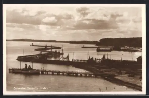 AK Sassnitz, Hafen aus der Vogelschau