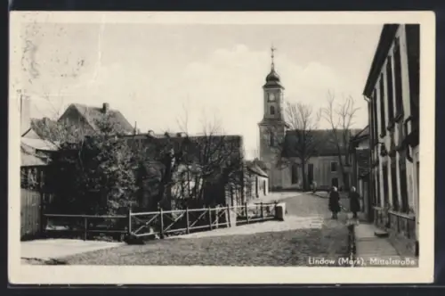 AK Lindow /Mark, Mittelstrasse, Kirche
