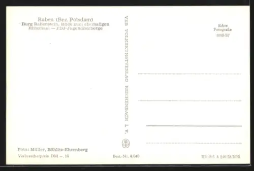 AK Raben /Potsdam, Burg Rabenstein, Blick zum ehemaligen Rittersaal, FDJ-Jugendherberge