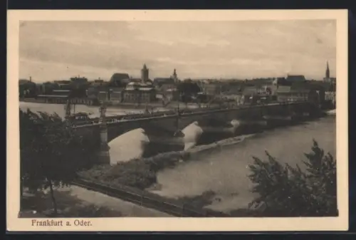 AK Frankfurt a. Oder, Ortsansicht mit Brücke