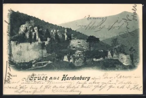 AK Hardenburg, Burgruine u. Bergpanorama