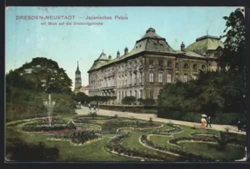 AK Dresden-Neustadt, Japanisches Palais, Anlagen, Dreikönigskirche
