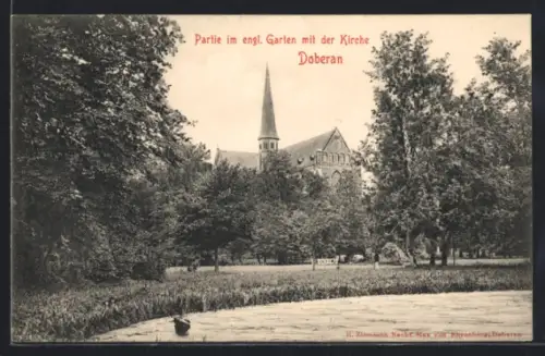 AK Doberan, Englischer Garten, Kirche