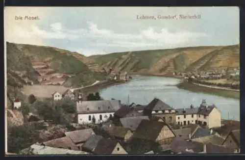 AK Lehmen /Mosel, Ortsansichten Lehmen, Gondorf, Niederfell, Moselpanorama
