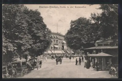 AK Baden-Baden, Partie in der Kaiserallee, Kiosk mit AK-Verkauf