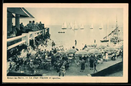 AK Evian-les-Bains, La Plage elegante et sportive