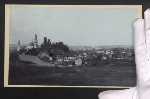 Fotografie Ansicht Kastellaun, Panoramaansicht mit Kirche und Ruine, Grossformat 15 x 25cm