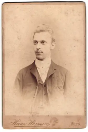 Fotografie Heinr. Harmsen, Wien, Hauptstrasse 26, Portrait eines jungen Mannes 1890