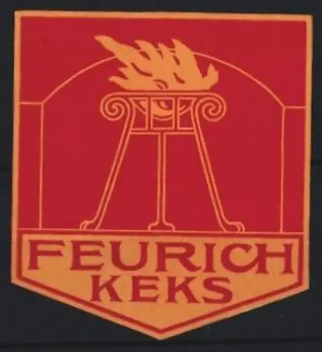 Reklamemarke Feurich, Keksfabrik, Brennende Schale