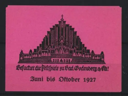 Reklamemarke Bad Godesberg, Festspiele 1927, Abbildung eines Altars