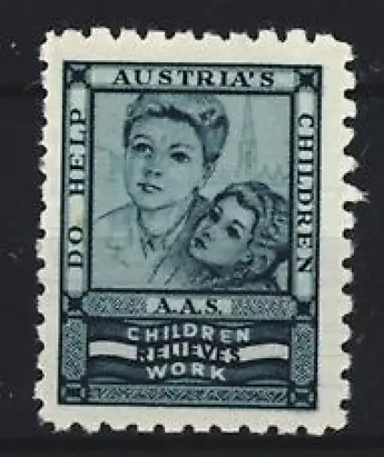 Reklamemarke Österreich, Children Relieves Work, Kidnerfürsorgeverein, zwei junge Kinder
