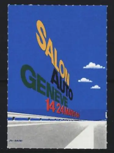 Reklamemarke Genf, Salon Auto 14-24 Mars 1968, Strasse und Himmel