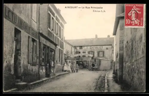 AK Aincourt, La Rue Principale, Epicerie Chevalier