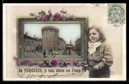 Grusskarten-AK Périgueux, un bébé avec un tableau