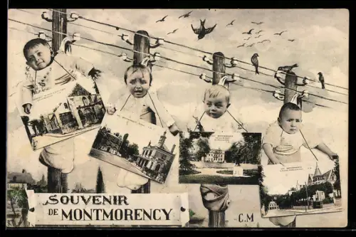 AK Montmorency, quatre bébés avec cartes postales