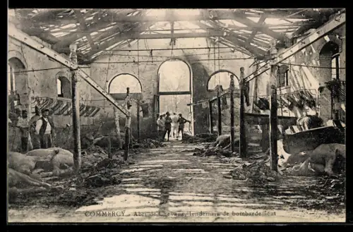 AK Commercy, Abri de Chevaux, lendemain de bombardement