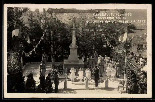 AK Censeau, Monument aux Victimes de la Guerre, Inauguration 1922