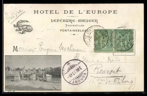 AK Fontainebleau, Hotel de l`Europe, Propr. Lefébure-Mauger, Le Château
