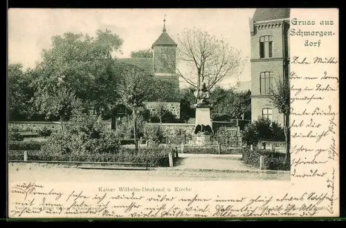 AK Berlin-Schmargendorf, Kaiser-Wilhelm-Denkmal und Kirche