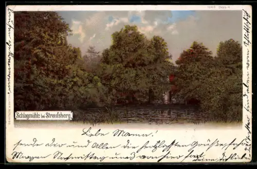 Lithographie Strausberg, Gasthaus Schlagmühle