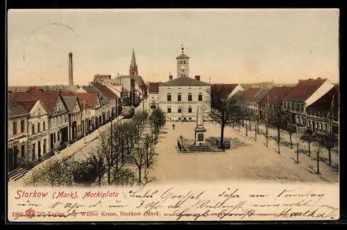 AK Storkow /Mark, Blick auf den Marktplatz