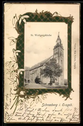 AK Schneeberg i. Erzgeb., Blick auf die St. Wolfgangkirche